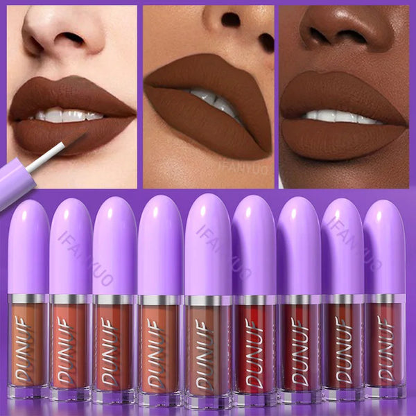 Rouge à Lèvres Liquide Waterproof - Brun Foncé Velours Hydratant Longue Tenue