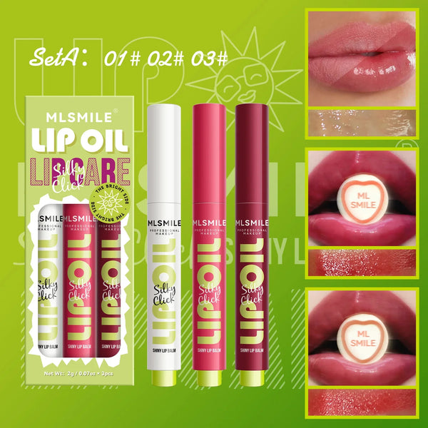 Rouge à Lèvres Hydratant Longue Durée - Set de 3 avec Finition Brillante