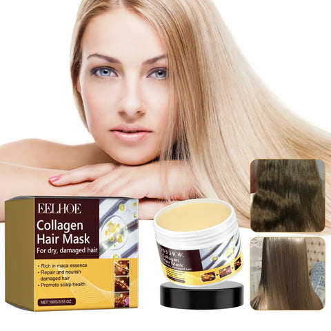 Masque Hydratant au Collagène pour Cheveux Secs - Réparation et Lissage Profond