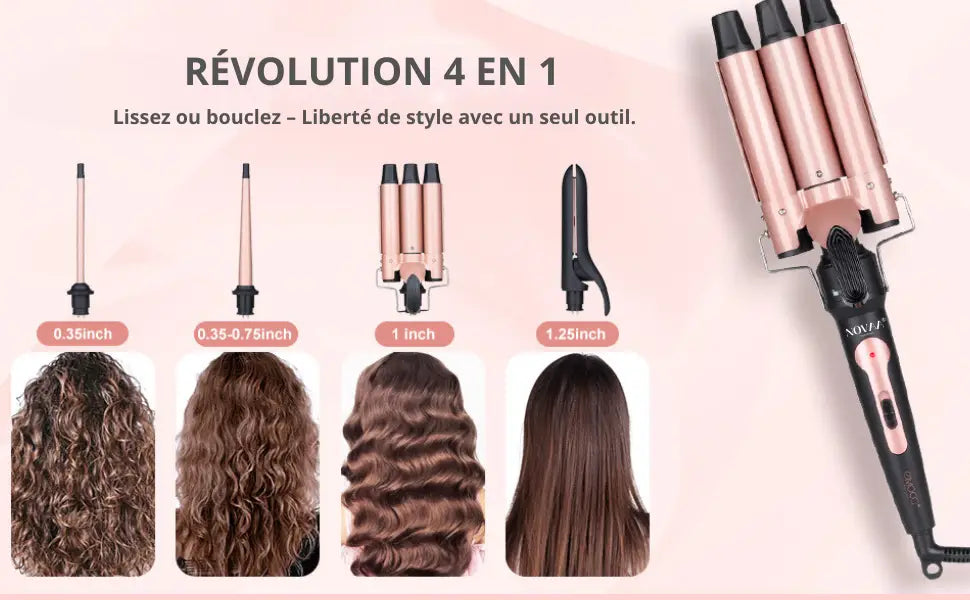 Fer à boucler professionnel 4 en 1 interchangeables | Novaa® StyleMaster