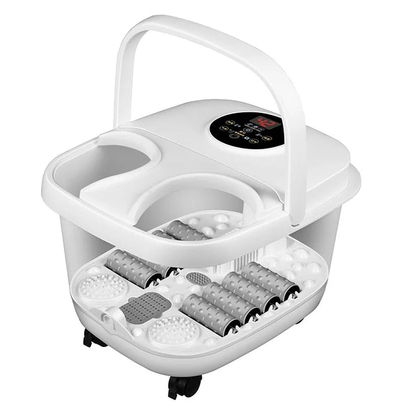 Appareil Massage Pieds Portable - Bain Spa avec Roulettes & Thermostat Tactile