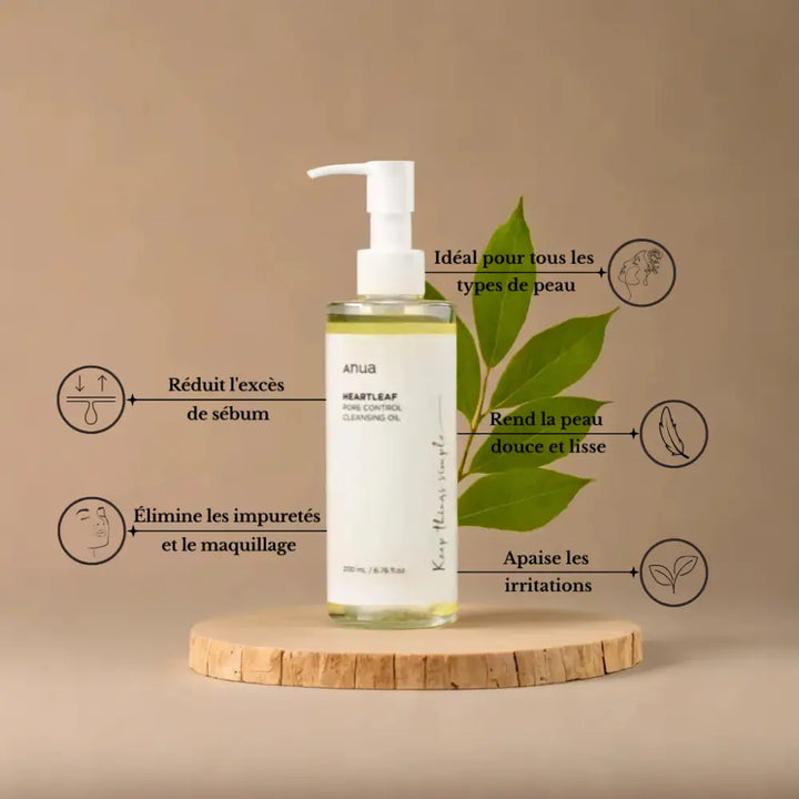 Anua- Heartleaf Pore Control Cleansing Oil - Huile nettoyante démaquillante - 200mL - Novaa skin care