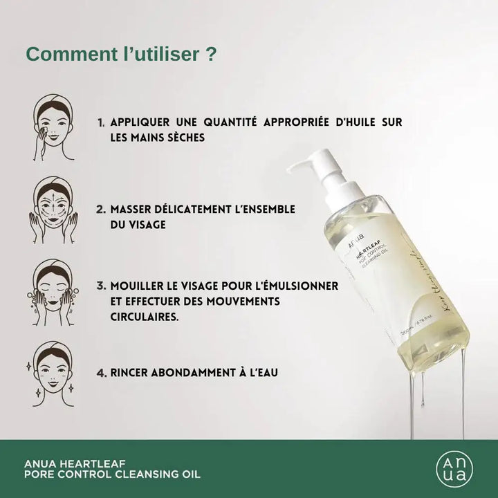 Anua- Heartleaf Pore Control Cleansing Oil - Huile nettoyante démaquillante - 200mL - Novaa skin care