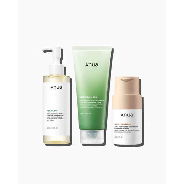 Anua Hero Cleansing Trio Set: Huile + Mousse + Poudre – 200 + 150 + 40 g - Novaa skin care