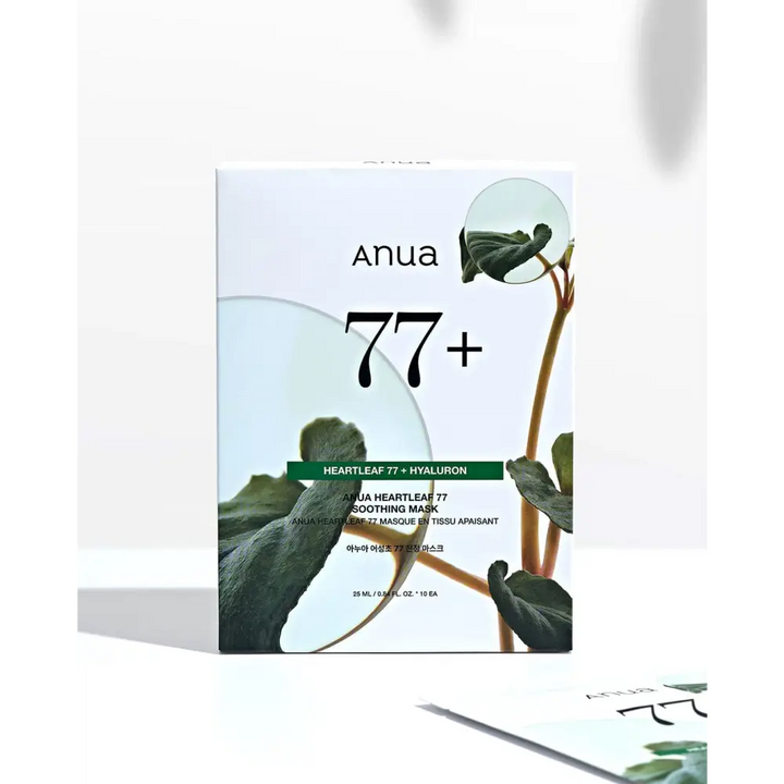 Anua Masque Tissu Apaisant 77 % Heartleaf + Hyaluron: Hydratation & Réconfort – 10 masques - 10 masques - Novaa skin
