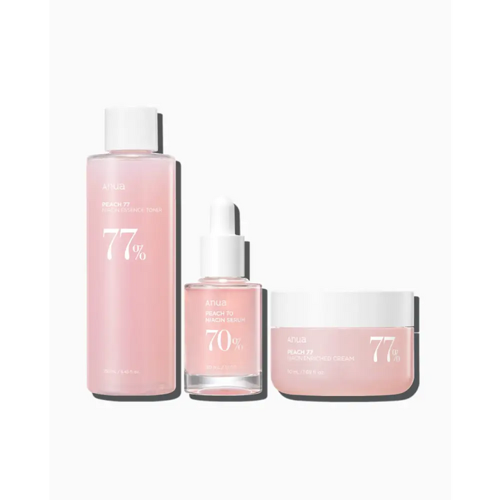 Anua Peach Brightening Set: Toner + Sérum + Crème – 250/30/50 ml - Novaa skin care