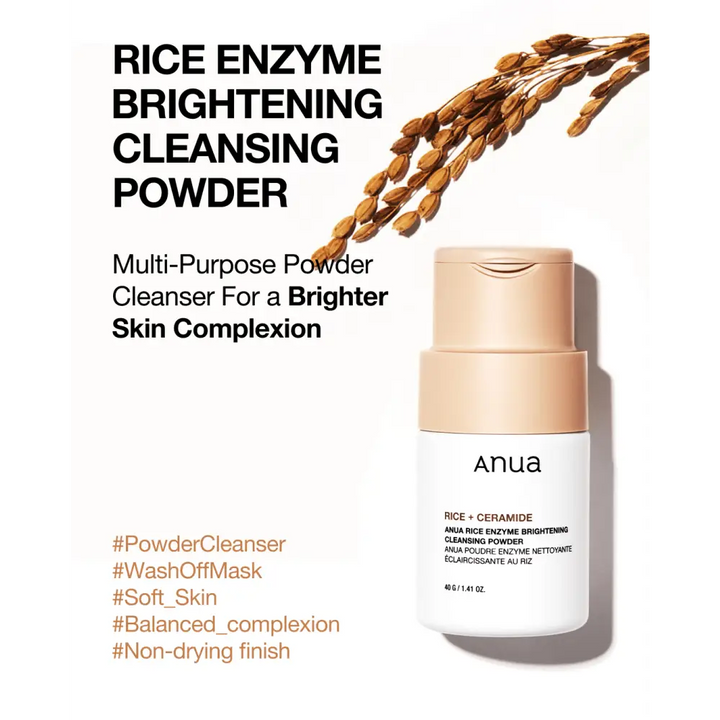 Anua Poudre Nettoyante Rice Enzyme: Riz + Céramide – 40 g - 1.41 OZ - Novaa skin care