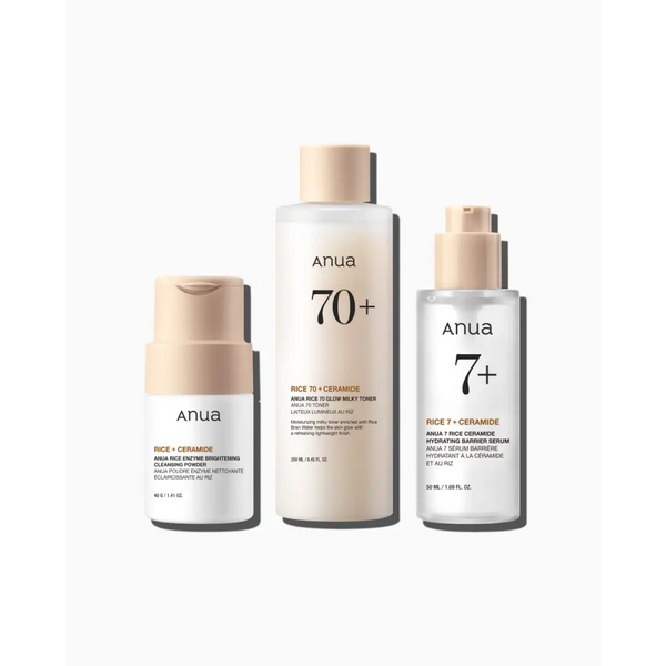 Anua Rice Glow Set: Nettoyage Tonification & Sérum – Trio / Full Set - Novaa skin care