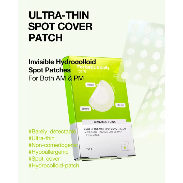 Anua Ultra‑Thin Spot Cover Patch: Cica + Céramide - 75 pcs - Novaa skin care