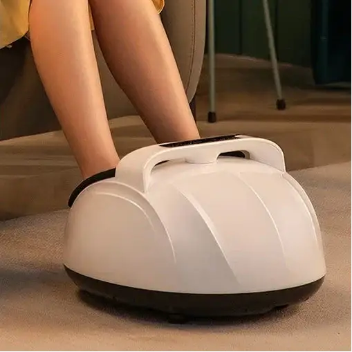 Appareil de Massage des Pieds - Compression Airbag Chauffage & Pétrissage avec Poignée - Blanc