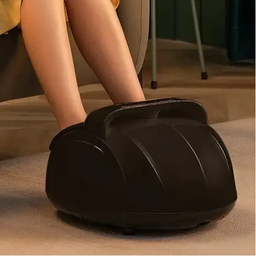 Appareil de Massage des Pieds - Compression Airbag Chauffage & Pétrissage avec Poignée - Noir
