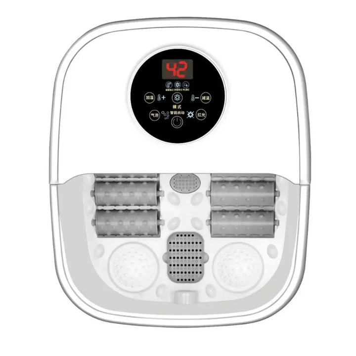 Appareil Massage Pieds Portable - Bain Spa avec Roulettes & Thermostat Tactile