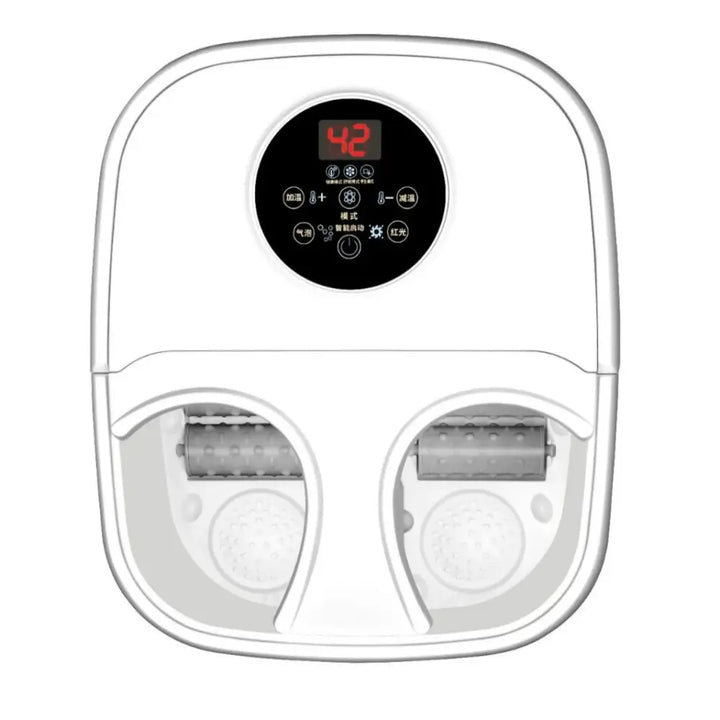 Appareil Massage Pieds Portable - Bain Spa avec Roulettes & Thermostat Tactile