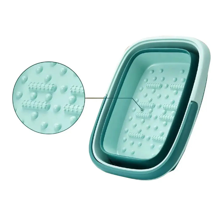 Bain de Pieds Pliable - Massage Acupression & Poignée Plastique Multifonction
