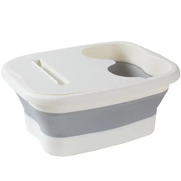 Bain de Pieds Pliable - Spa & Pédicure à Domicile - Blanc avec couvercle