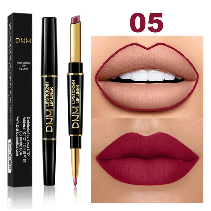 Crayon à Lèvres 2 en 1 Double Tête - Longue Tenue Waterproof Teintes Rouge et Nude - Rouge framboise