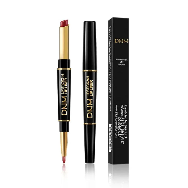 Crayon à Lèvres 2 en 1 Double Tête - Longue Tenue Waterproof Teintes Rouge et Nude