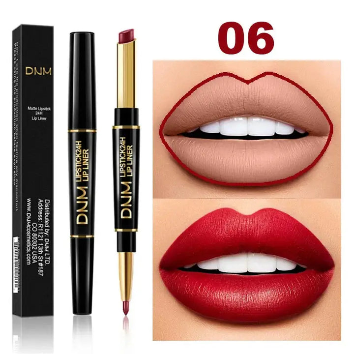 Crayon à Lèvres 2 en 1 Double Tête - Longue Tenue Waterproof Teintes Rouge et Nude - Nude chaud