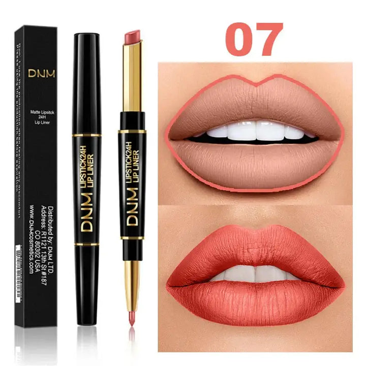 Crayon à Lèvres 2 en 1 Double Tête - Longue Tenue Waterproof Teintes Rouge et Nude - Orange corail