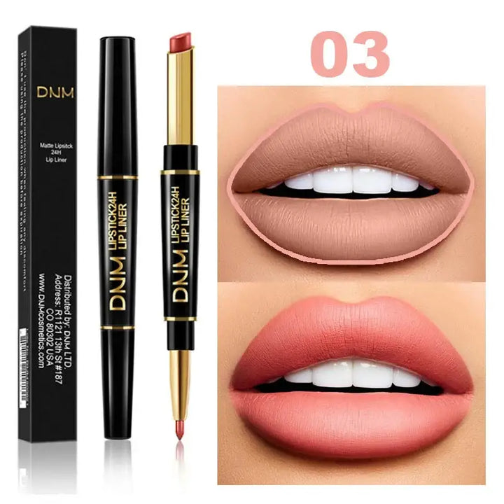 Crayon à Lèvres 2 en 1 Double Tête - Longue Tenue Waterproof Teintes Rouge et Nude - Nude pêche