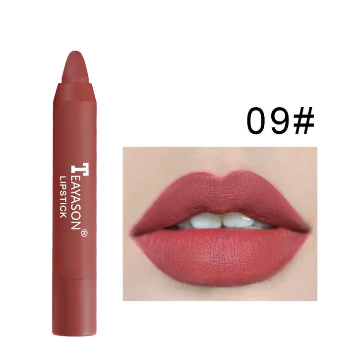 Crayon à Lèvres Velours Waterproof - 12 Couleurs Durables Effet Nude - Marron Chaud