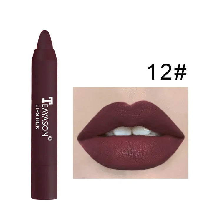 Crayon à Lèvres Velours Waterproof - 12 Couleurs Durables Effet Nude - Chocolat Brun
