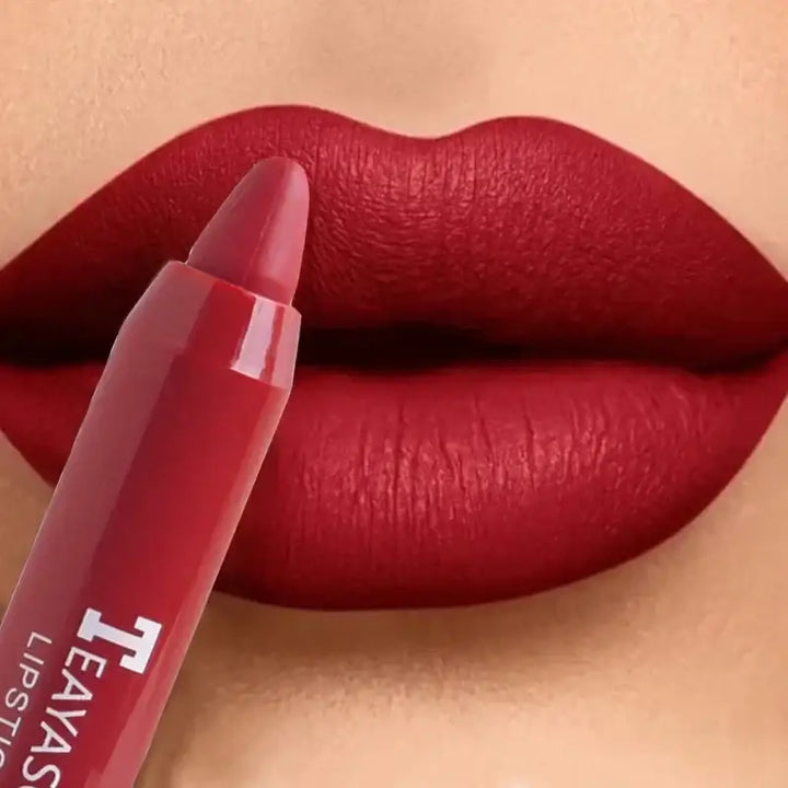Crayon à Lèvres Velours Waterproof - 12 Couleurs Durables Effet Nude