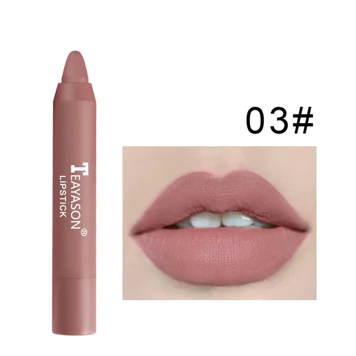 Crayon à Lèvres Velours Waterproof - 12 Couleurs Durables Effet Nude - Nude Pêche