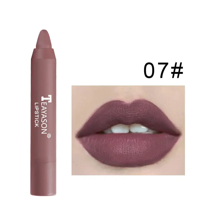 Crayon à Lèvres Velours Waterproof - 12 Couleurs Durables Effet Nude - Taupe Marron