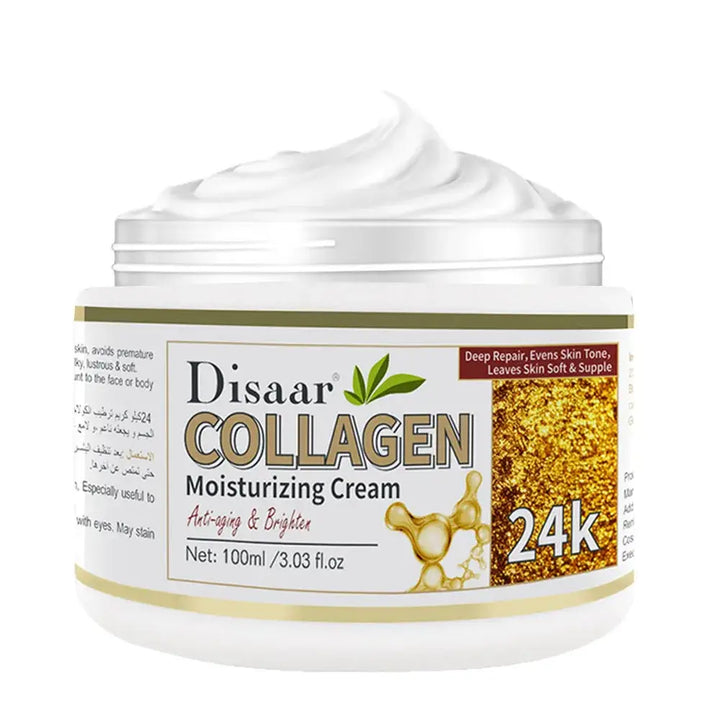 Crème Anti-Rides Efficace au Collagène Doré 24K - Hydratation Intense pour Peau Radieuse - Soins de la peau