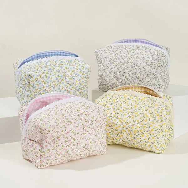 Grande Trousse de Voyage Matelassée - Imprimé Fleuri