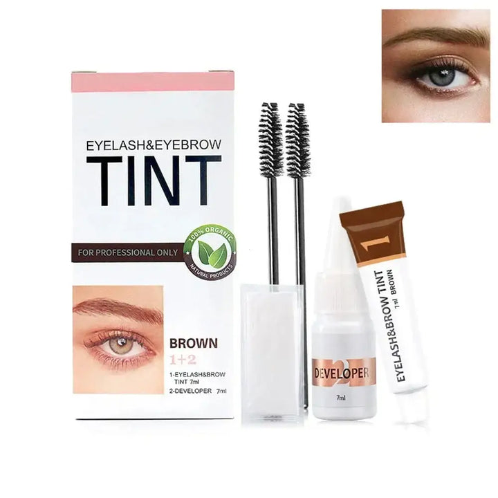 Kit de teinture pour sourcils longue durée – Crème de beauté à séchage rapide - Brun