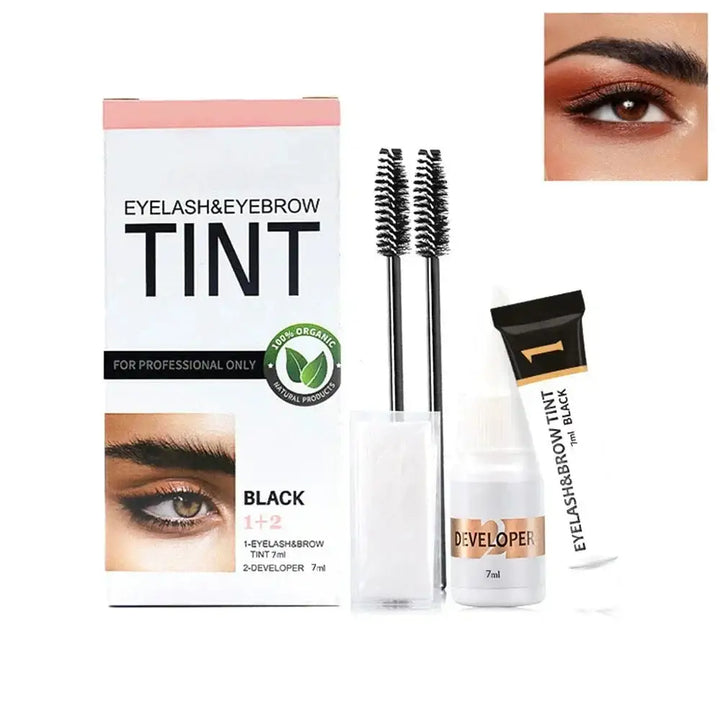 Kit de teinture pour sourcils longue durée – Crème de beauté à séchage rapide - Noir
