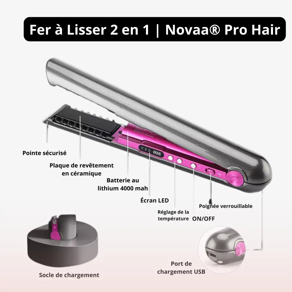 Novaa® Pro Hair – Lisseur & Boucleur Sans Fil