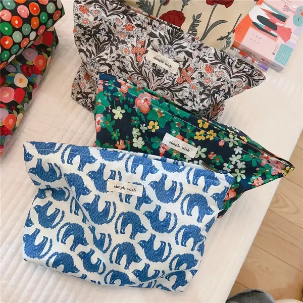 Pochette de Maquillage Vintage - Grande Capacité Motif Floral