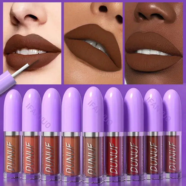 Rouge à Lèvres Liquide Waterproof - Brun Foncé Velours Hydratant Longue Tenue