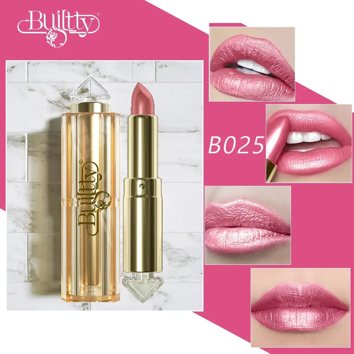 Rouge à Lèvres Mat Longue Tenue - Couleur Chair Étanche 12 Teintes Nude et Vives - Rose moyen
