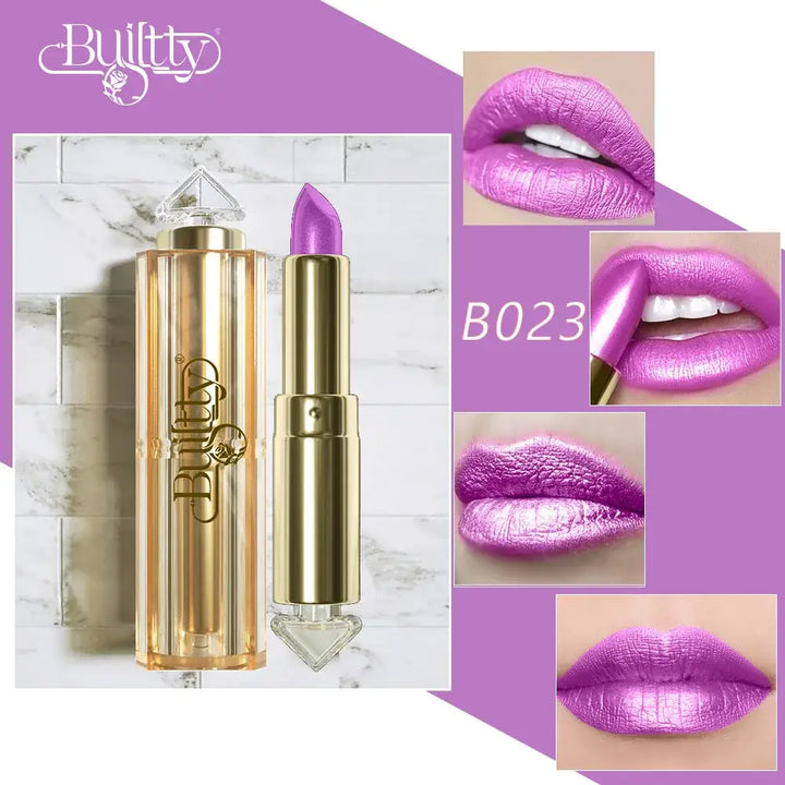 Rouge à Lèvres Mat Longue Tenue - Couleur Chair Étanche 12 Teintes Nude et Vives - Violet brillant