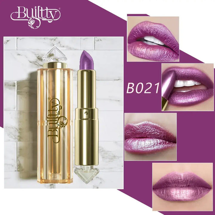 Rouge à Lèvres Mat Longue Tenue - Couleur Chair Étanche 12 Teintes Nude et Vives - Violet foncé