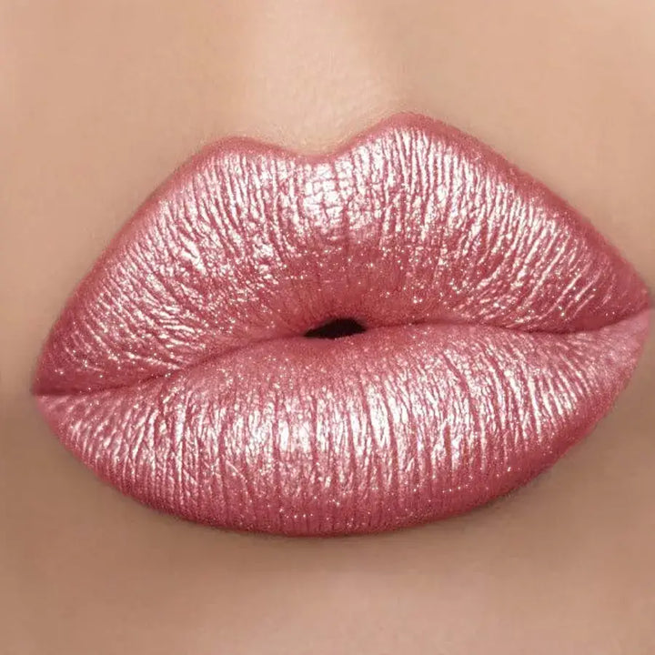 Rouge à Lèvres Métallique Longue Tenue - Rose Scintillant et Hydratant