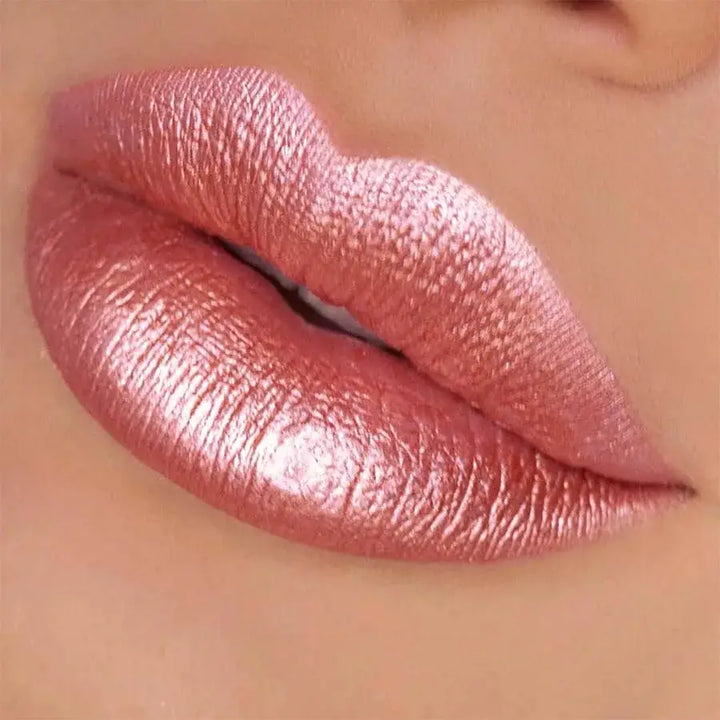 Rouge à Lèvres Métallique Longue Tenue - Rose Scintillant et Hydratant