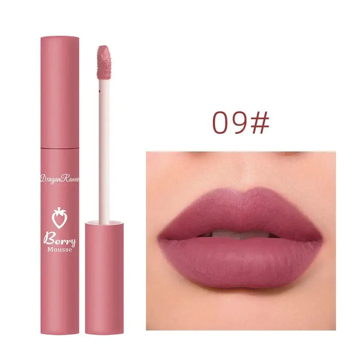 Rouge à Lèvres Velours Longue Tenue - Effet Mat Imperméable Anti-Transfert 12 Couleurs - Mauve foncé