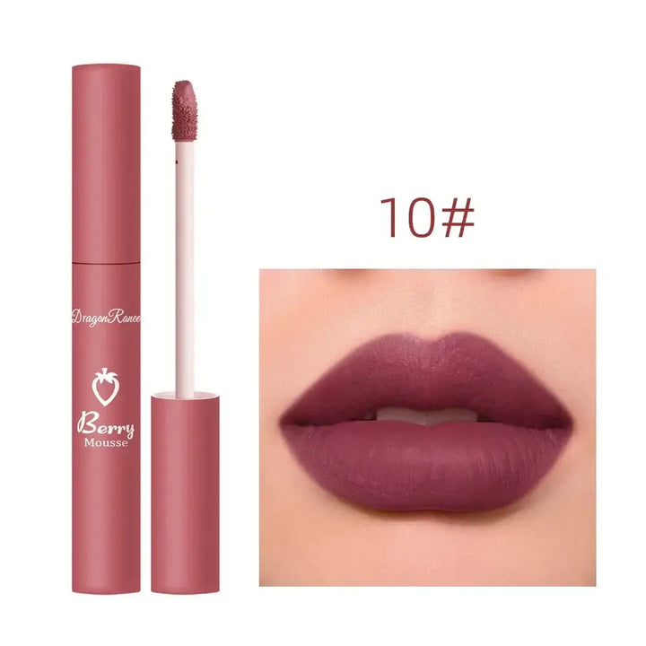 Rouge à Lèvres Velours Longue Tenue - Effet Mat Imperméable Anti-Transfert 12 Couleurs - Prune intense
