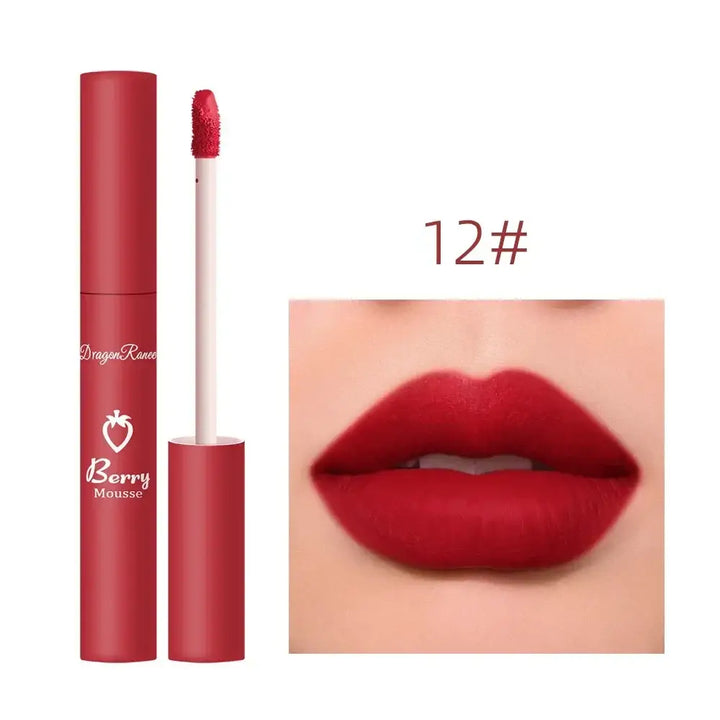 Rouge à Lèvres Velours Longue Tenue - Effet Mat Imperméable Anti-Transfert 12 Couleurs - Rouge classique