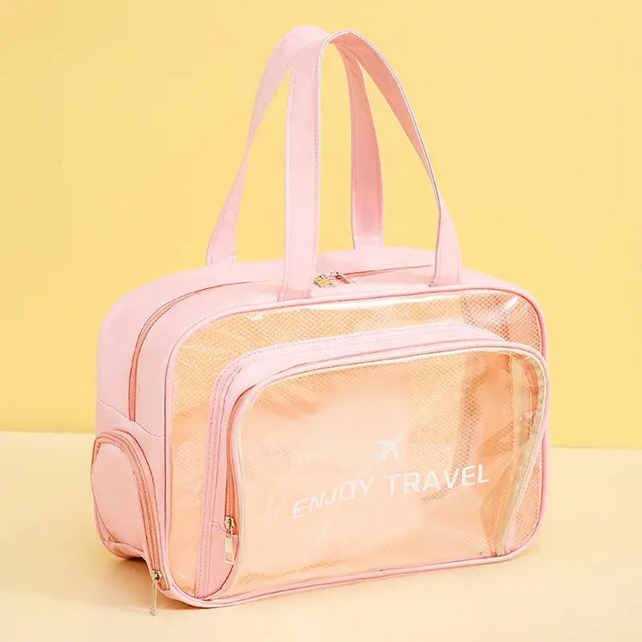Sac de Plage en Maille - Compartiment Chaussures & Fermeture Éclair - Rose