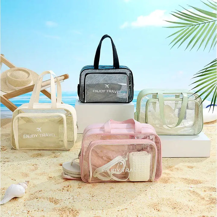 Sac de Plage en Maille - Compartiment Chaussures & Fermeture Éclair