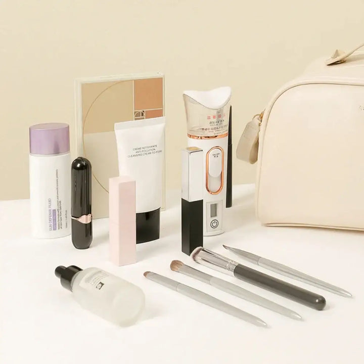 Sac de Rangement Cosmétique en Cuir PU - Grande Capacité & Portable