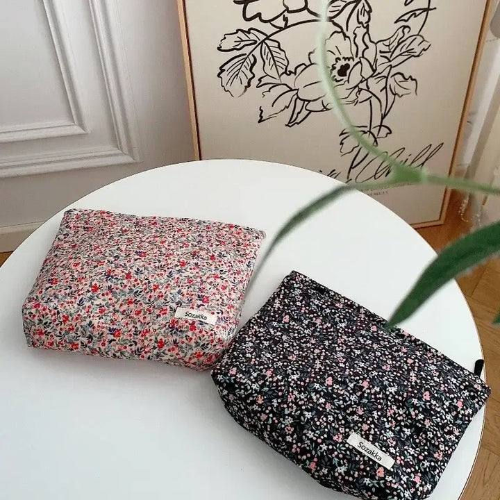 Sac de Toilette Grande Capacité - Trousse Floral Rétro & Pochette Maquillage