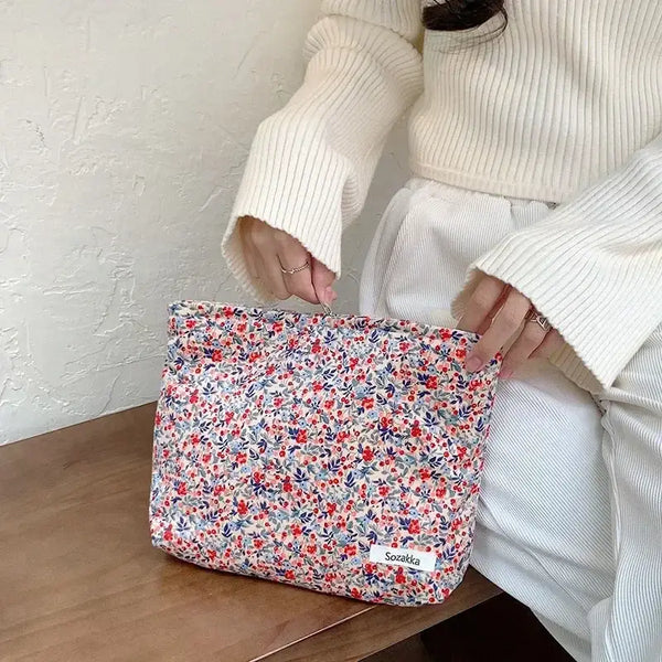 Sac de Toilette Grande Capacité - Trousse Floral Rétro & Pochette Maquillage