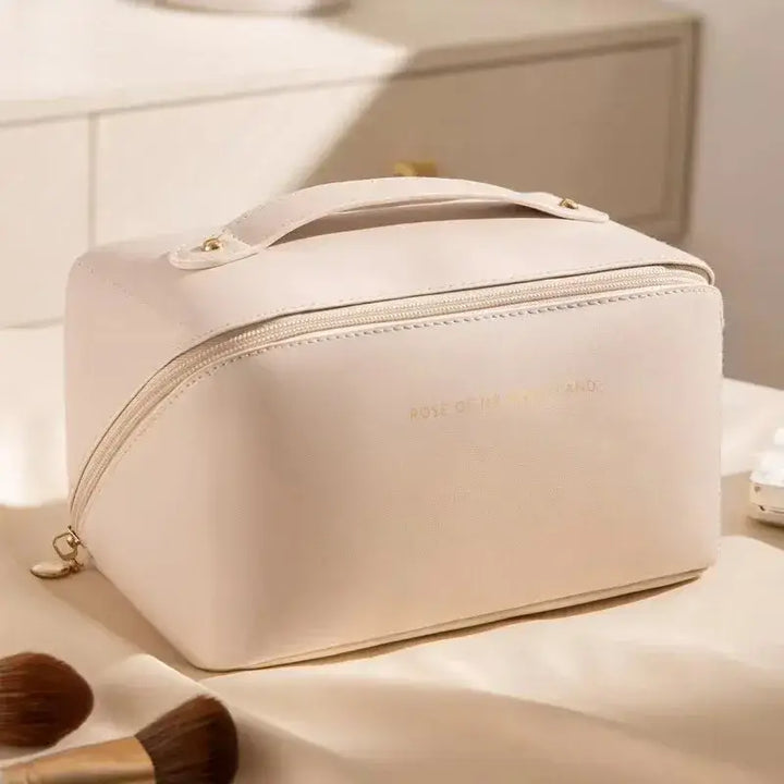 Sac de Voyage Cosmétiques - Grande Capacité Compacte et Pratique - Blanc